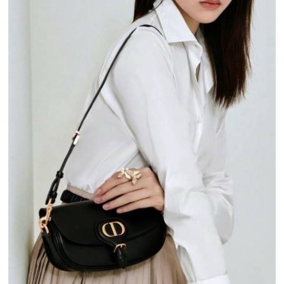 Dior Handbags - Dior East West Bobby Bag in Smooth Calfskin Leather Black Gold Hardware